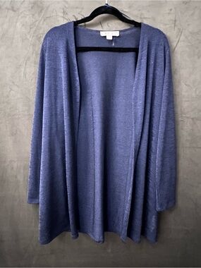 Michael Kors Open-Front Indigo Knit Cardigan